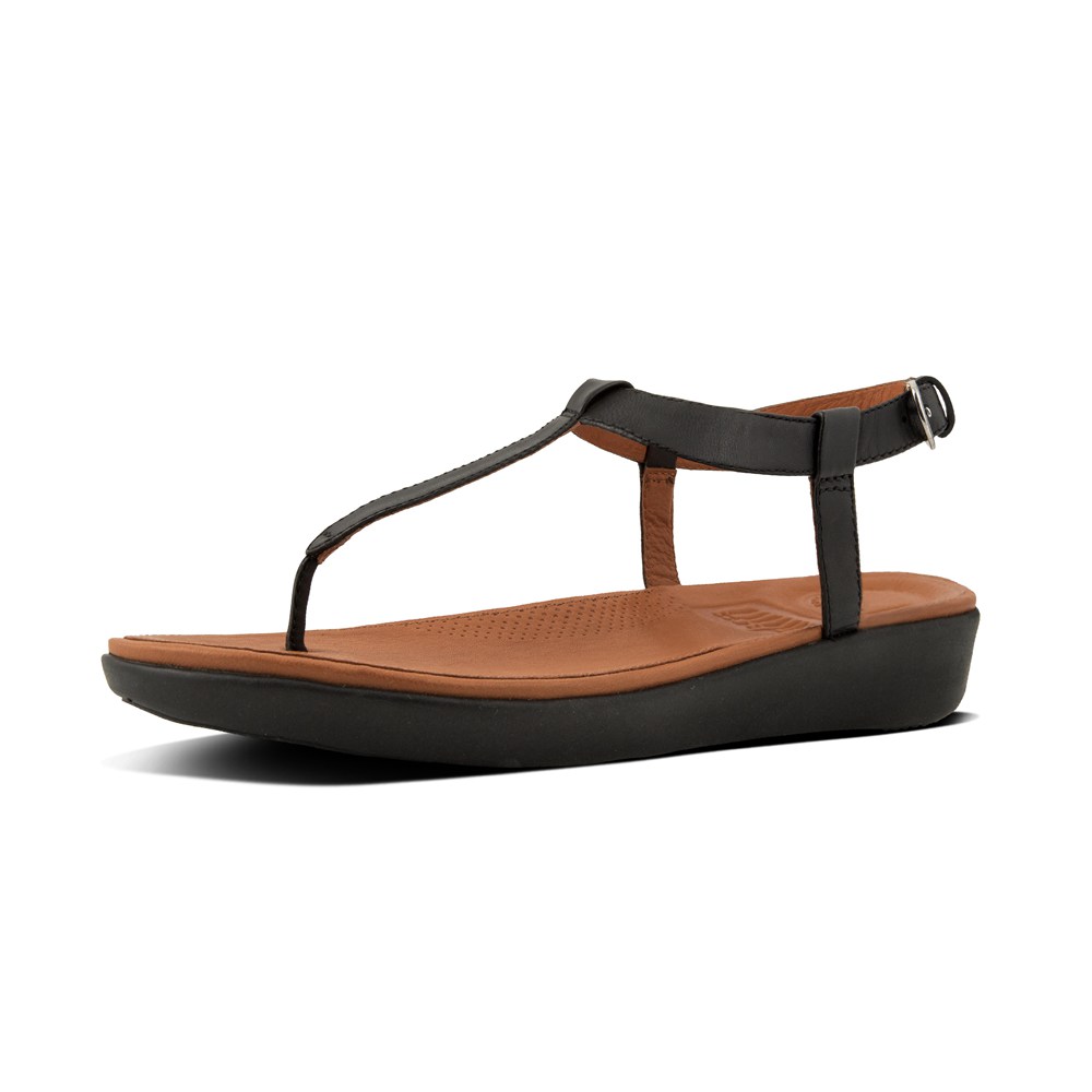 Fitflop Womens Sandals Black - Tia Leather - 94PSCARLF